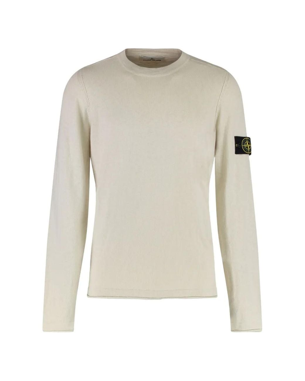 Stone Island White Logo-Patch Crew-Neck Sweater for men