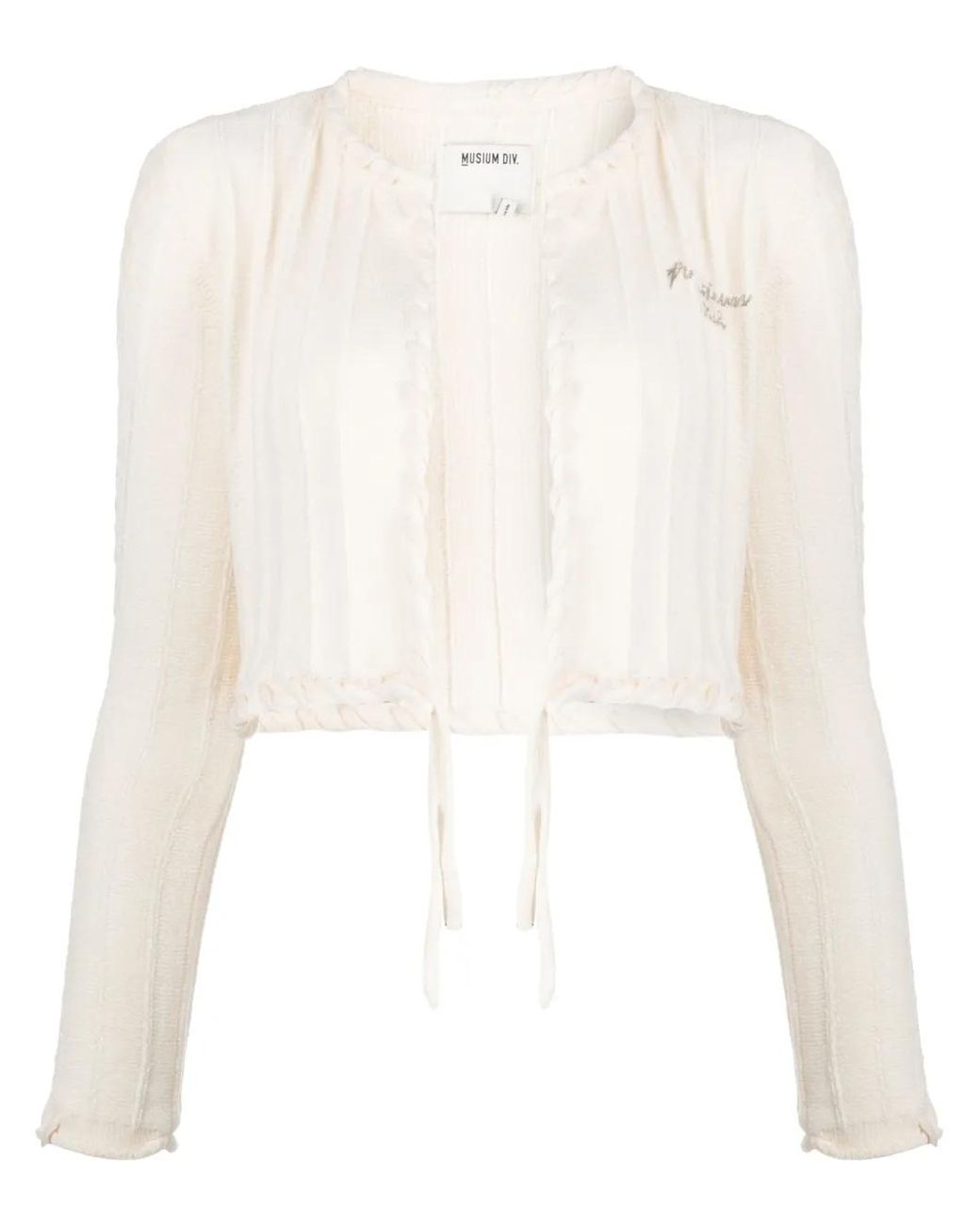 Musium Div. White Logo-Embroidered Ribbed Cardigan