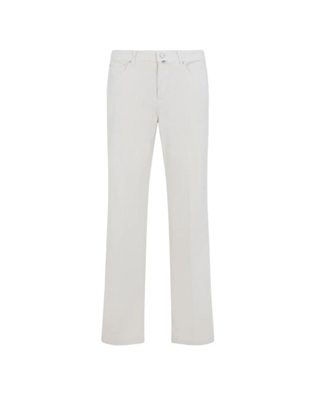 Kiton White Corduroy-Effect Straight-Leg Trousers for men