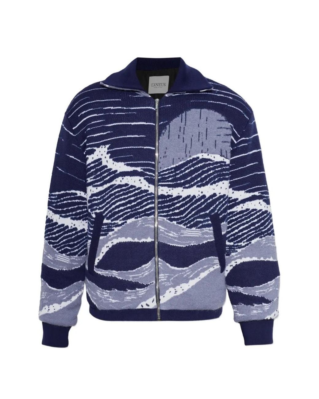 Laneus Blue Zip-Up Cardigan for men