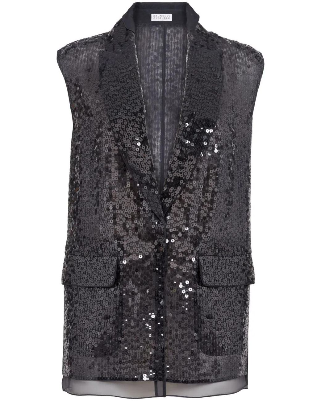 Brunello Cucinelli Black Sequinned Silk Waistcoat