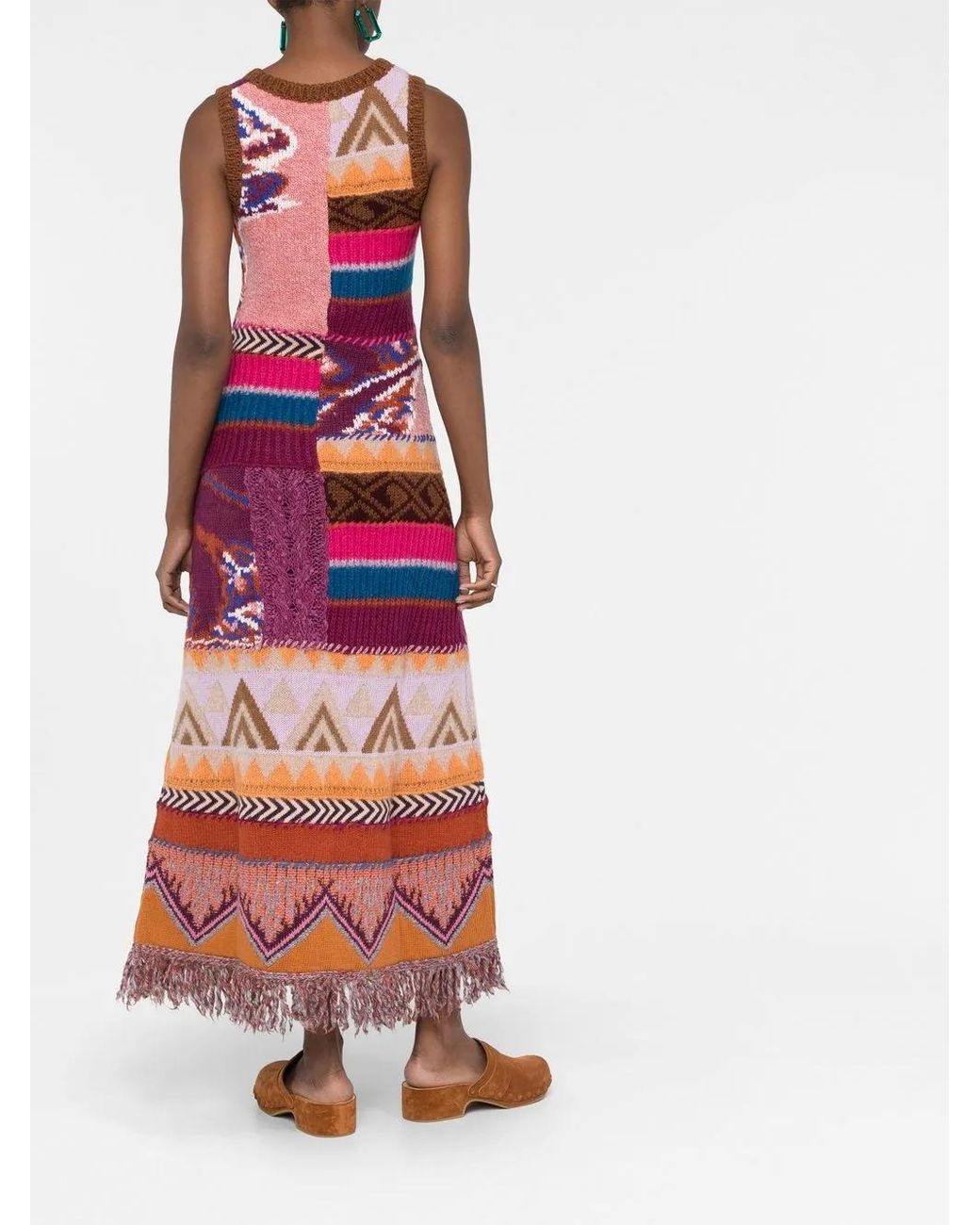 Vestido largo de punto patchwork Etro de color Multicolor