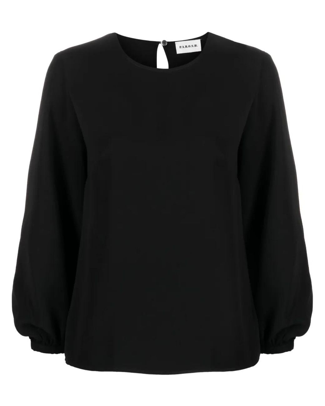 P.A.R.O.S.H. Black Long-Sleeve Round-Neck Top