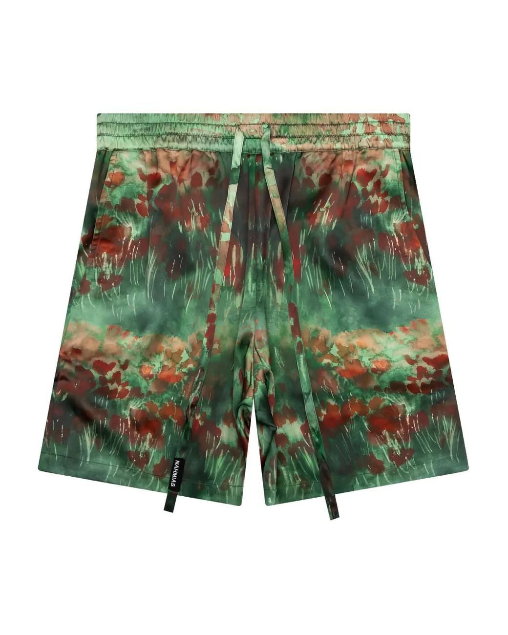 NAHMIAS Green Tie Dye-Print Silk-Blend Shorts for men