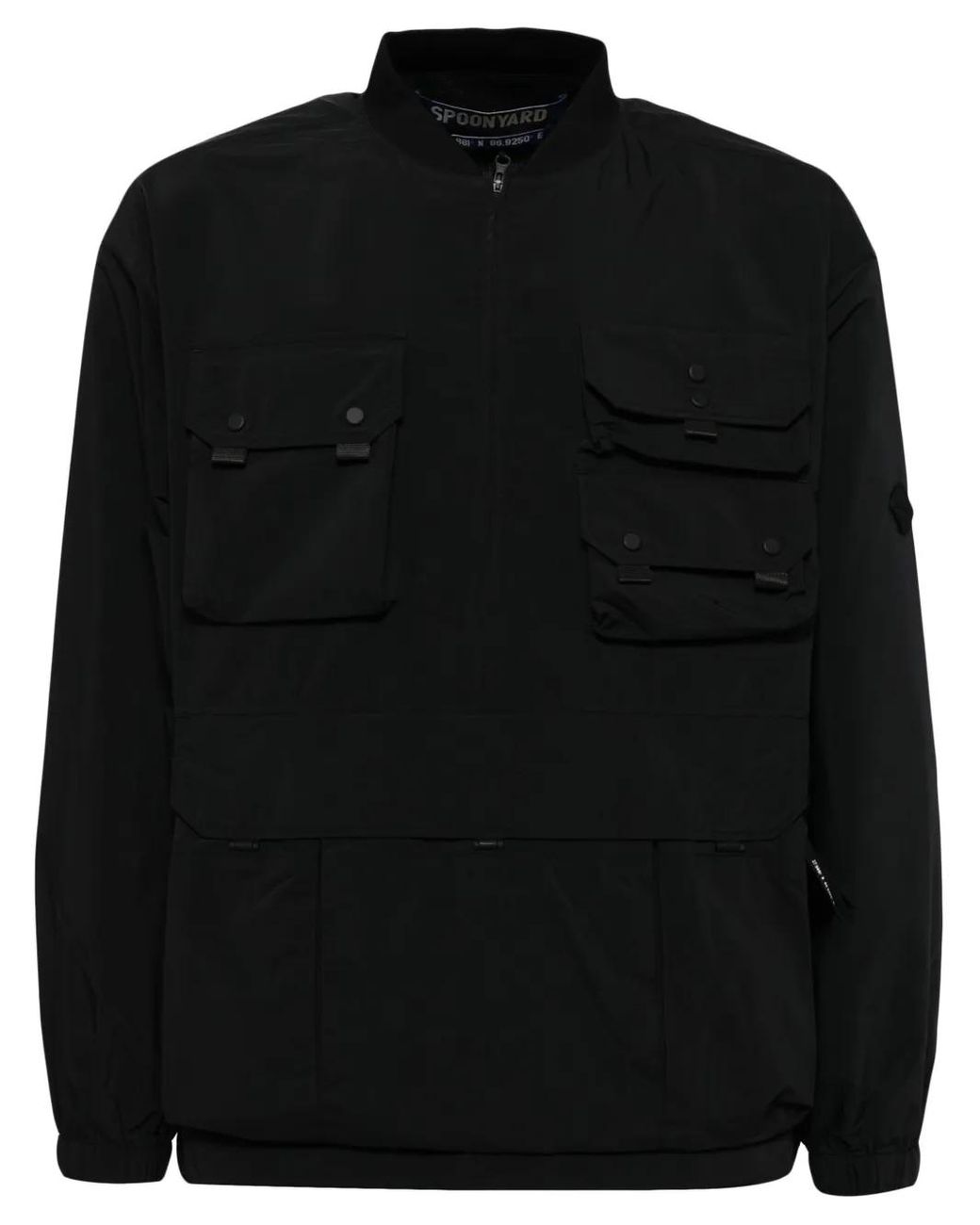 Spoonyard Black Multi Pocket Long-Sleeves Windbreaker