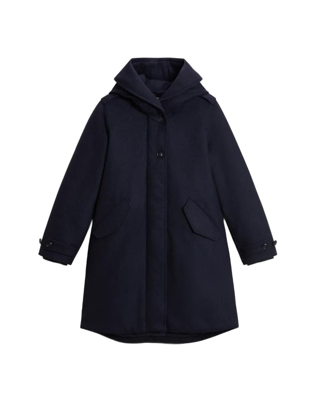 Woolrich Blue Prescott Hooded Wool Parka