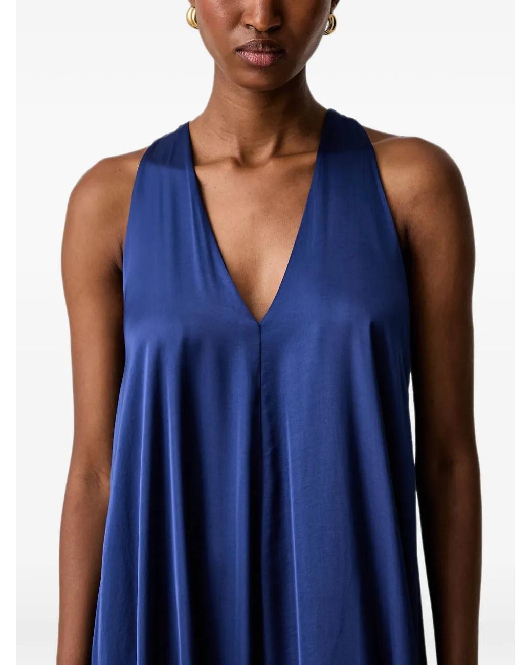Haveone Blue V-Neck Racerback Maxi Dress