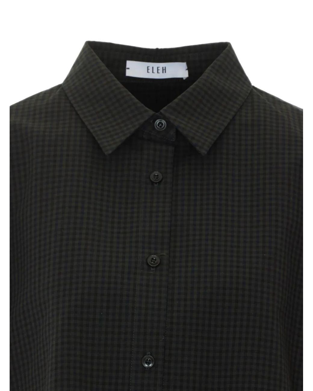 Elle Black Cropped Gingham-Check Shirt