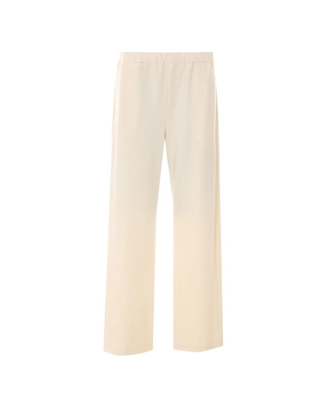 RUE DU BAC White Elasticated Straight-Leg Trousers