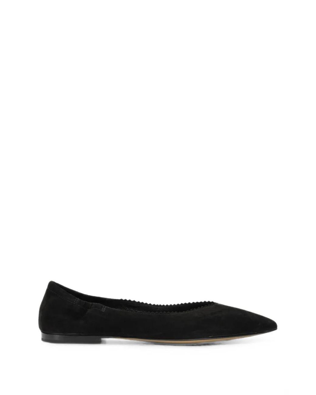 Pomme D ́Or Black Suede Pointed-Toe Ballet Flats