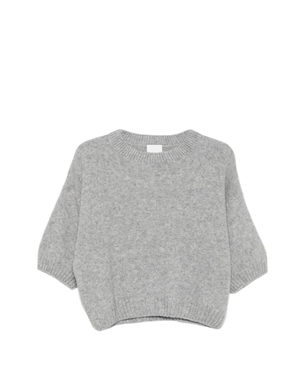 Allude Gray Short-Sleeve Crew-Neck Knitwear