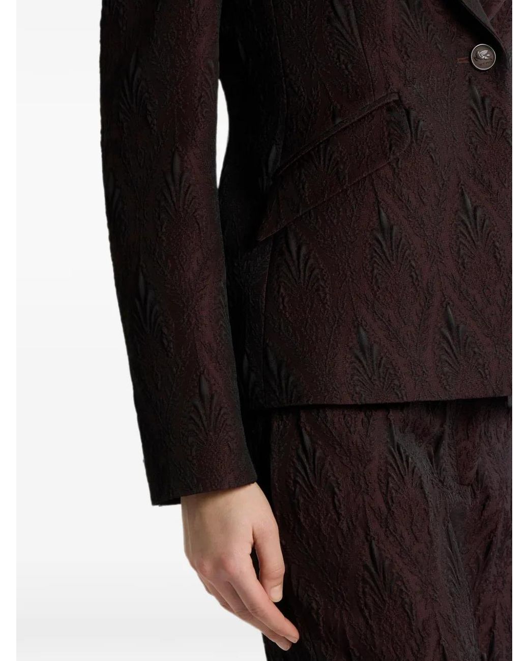 Etro Purple Single-Breasted Jacquard Jacket With Floral Medallion Motif