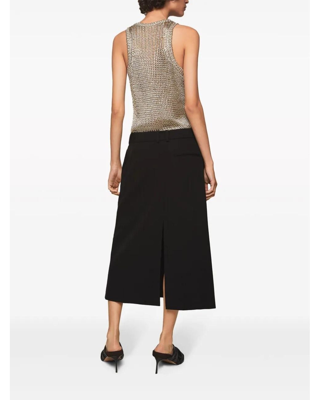 Stella McCartney Black A-Line Wool Midi Skirt