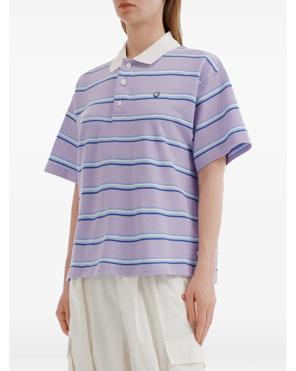 Chocoolate Blue Stripe-Pattern Polo Shirt
