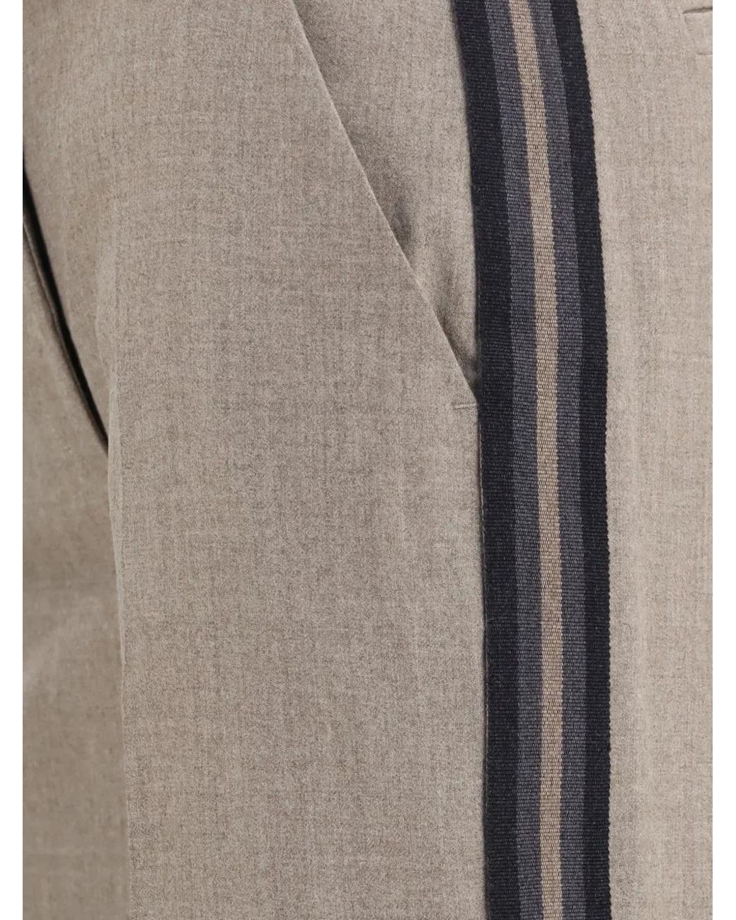 P.A.R.O.S.H. Natural Side-Stripe Wide-Leg Trousers