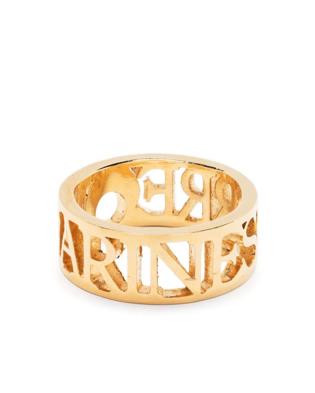 MARINE SERRE Metallic Logo Cut-Out Polished Ring