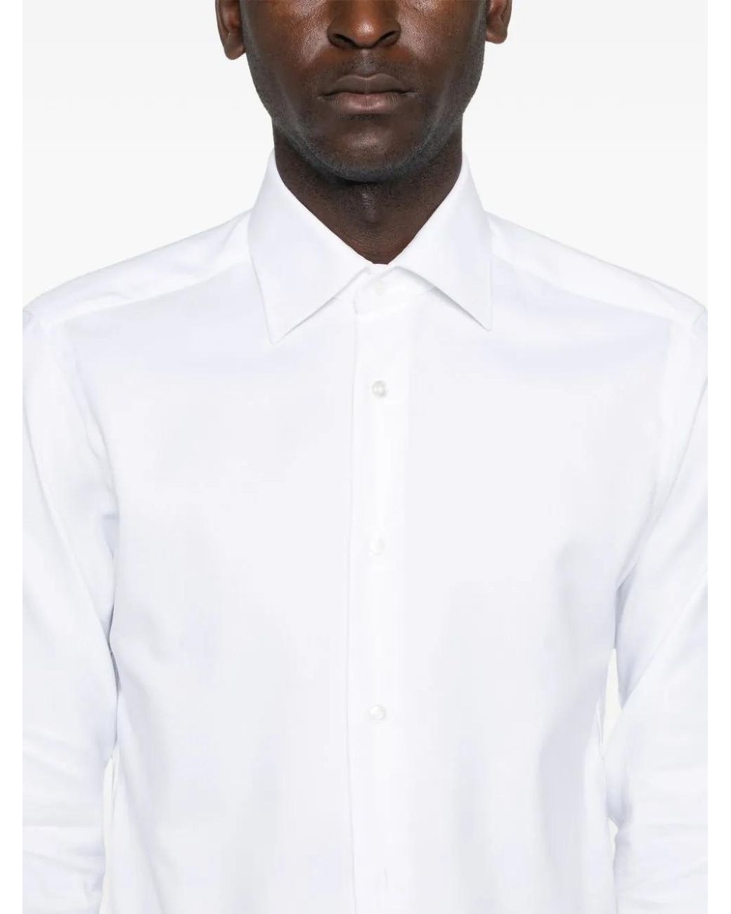 Barba Napoli White Cotton Shirt for men