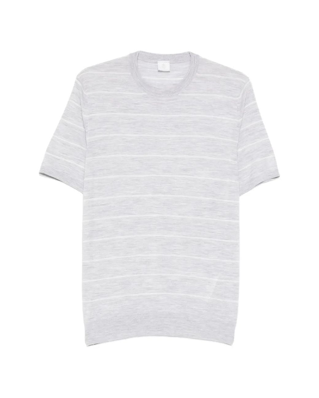 Eleventy White Striped Round-Neck T-Shirt for men