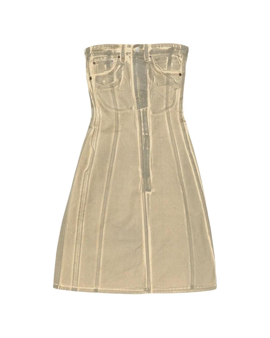 Acne Natural Printed Denim Midi Dress