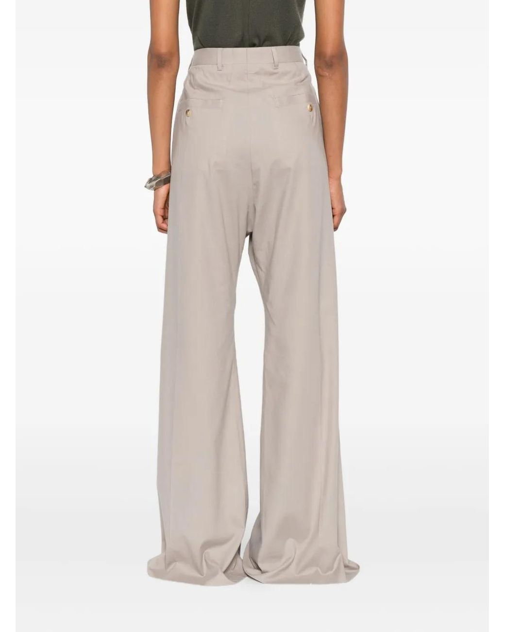 Rick Owens White Zip-Fly Wide-Leg Trousers