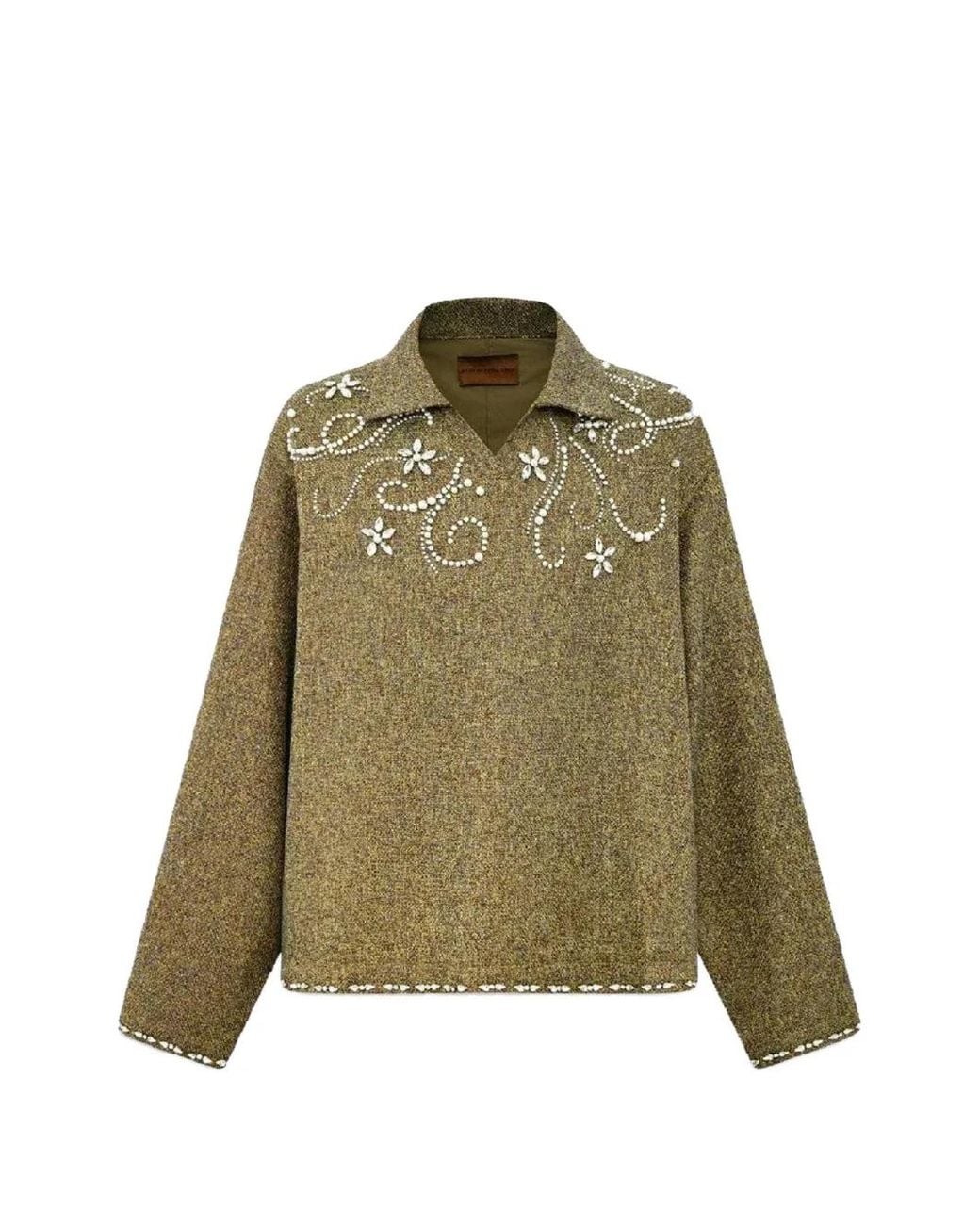 BIRTH OF ROYAL CHILD Green Diamond-Embellished Floral-Knit Sweater for men