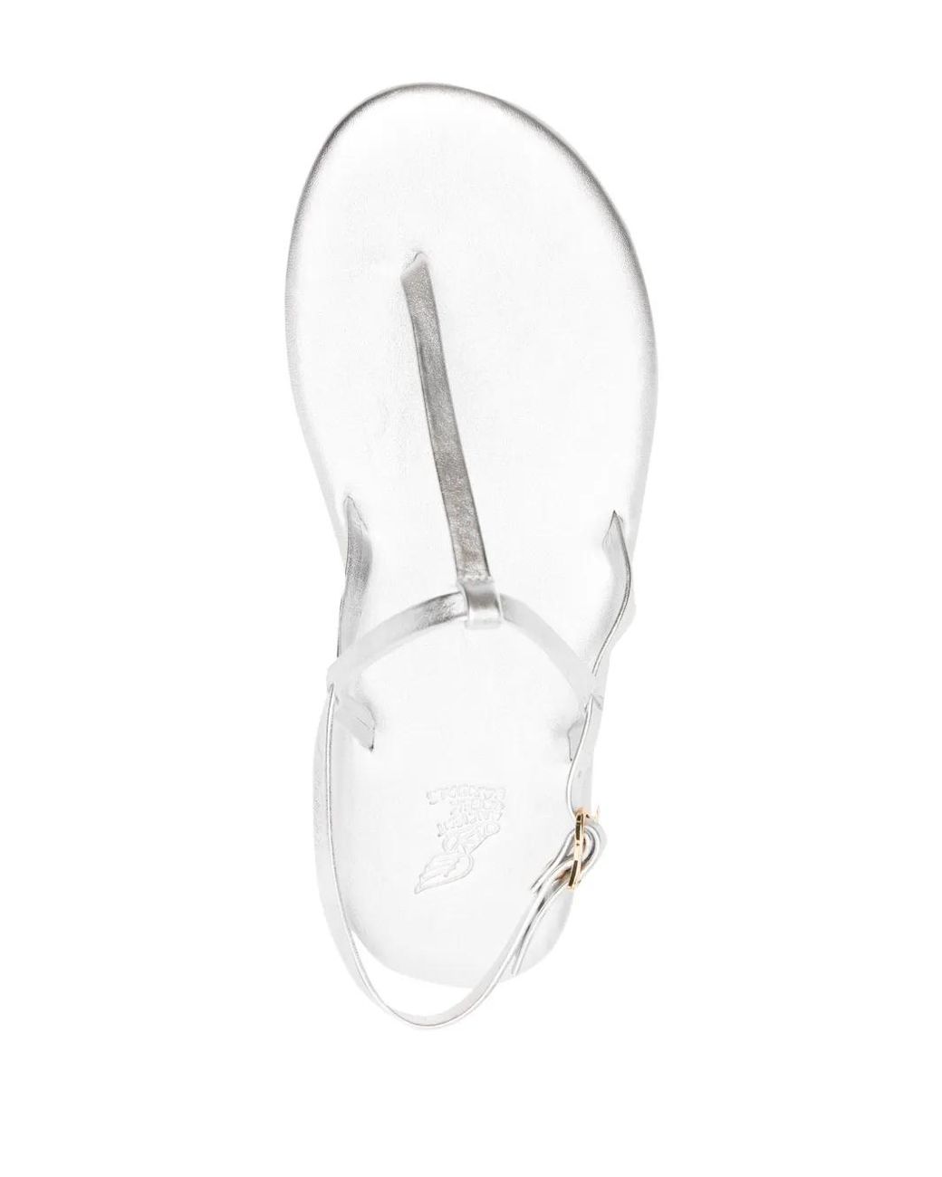 Ancient Greek Sandals White Lito Logo-Debossed Metallic Leather Sandals