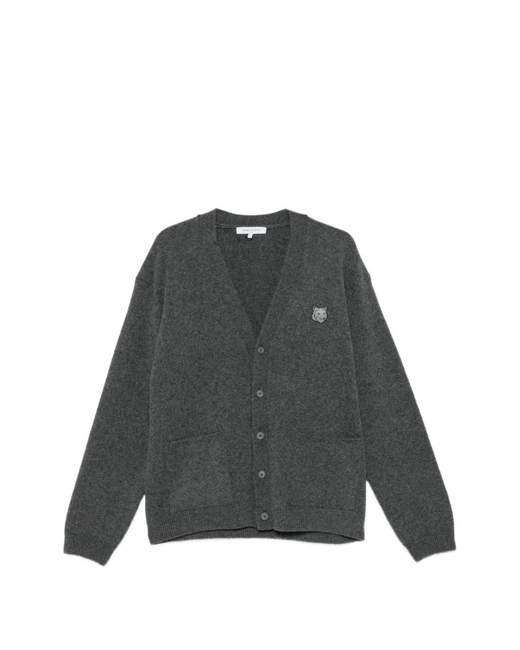 Maison Kitsuné Gray Fox Head-Patch Cardigan for men
