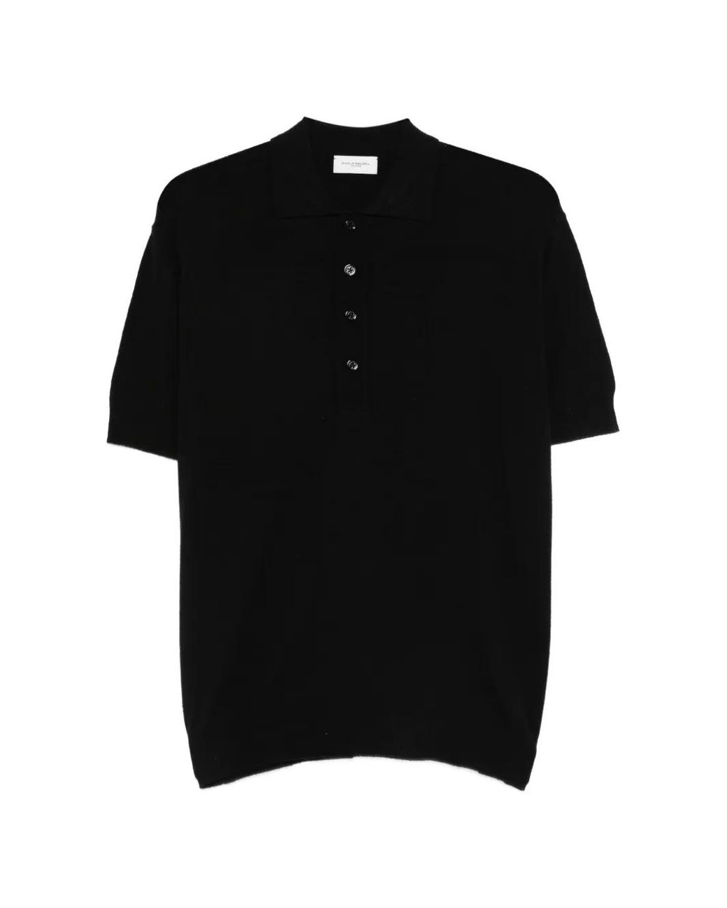 Paolo Pecora Black Buttoned Short-Sleeve Polo Shirt for men