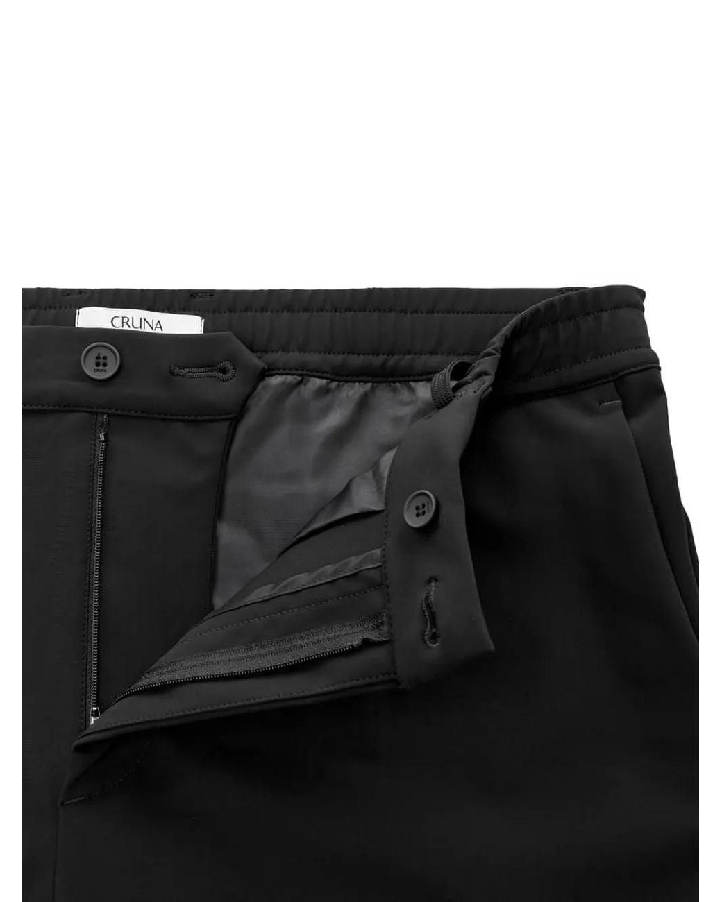 Cruna Black Pleated Drawstring Trousers for men