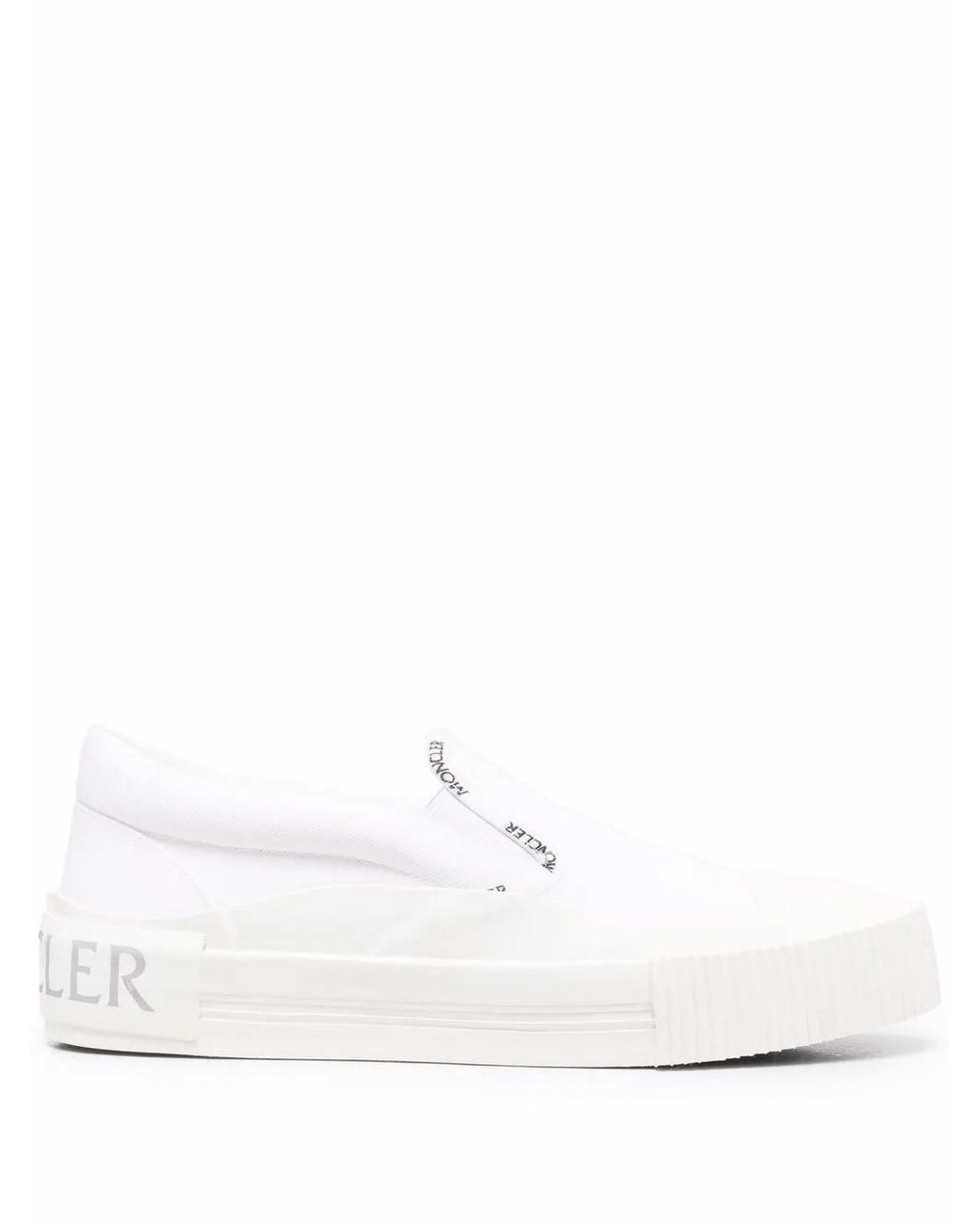 Moncler White Glissirie Logo Canvas Skate Shoes