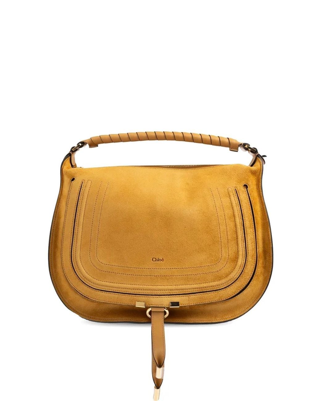 Chloé Orange Marcie Suede Tote Bag
