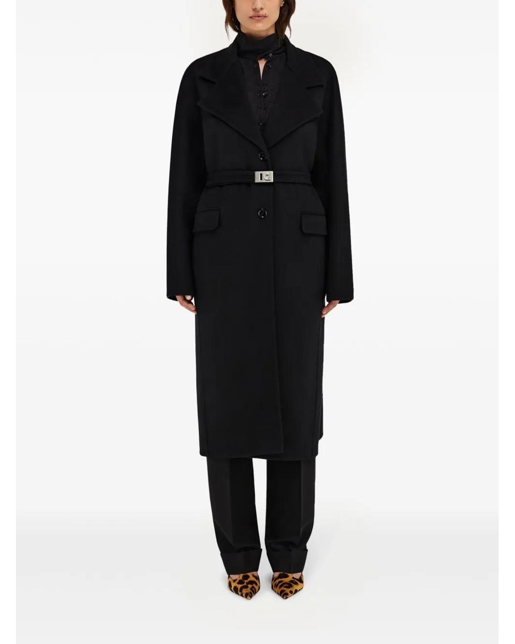 Ferragamo Black Single Breasted Coat
