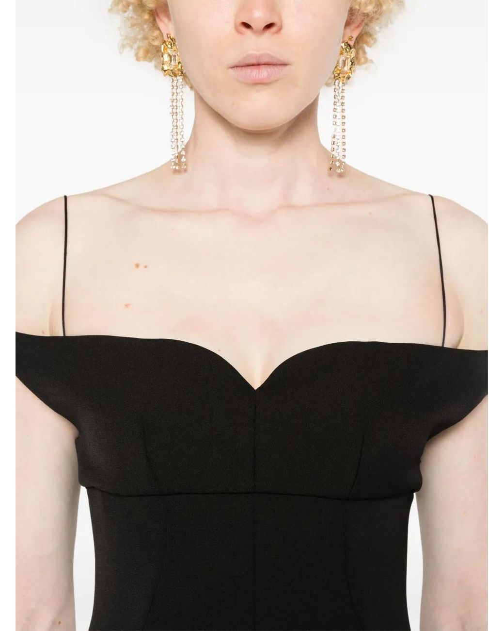 Philosophy Di Lorenzo Serafini Black Off-Shoulder Midi Dress