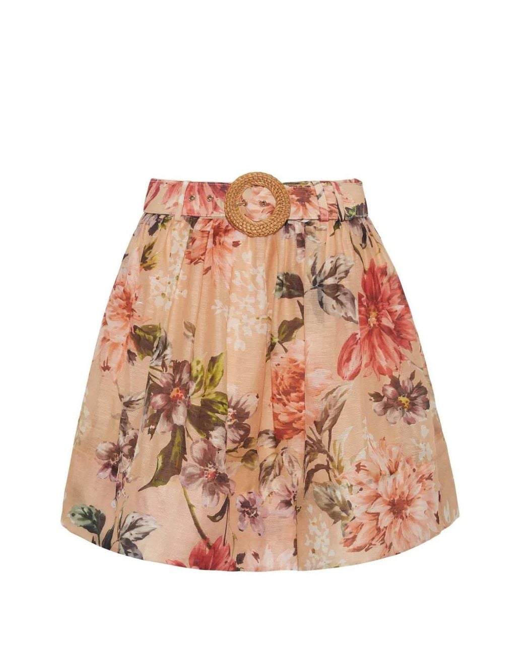 Cara Cara Natural Alba Floral-Print Belted Skirt