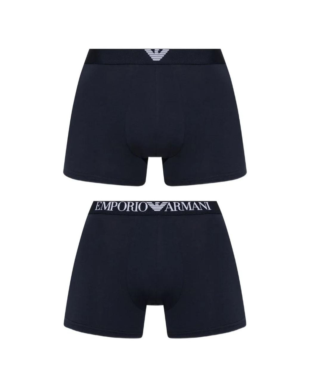 Emporio Armani Blue Lot De Deux Boxers À Taille À Logo for men