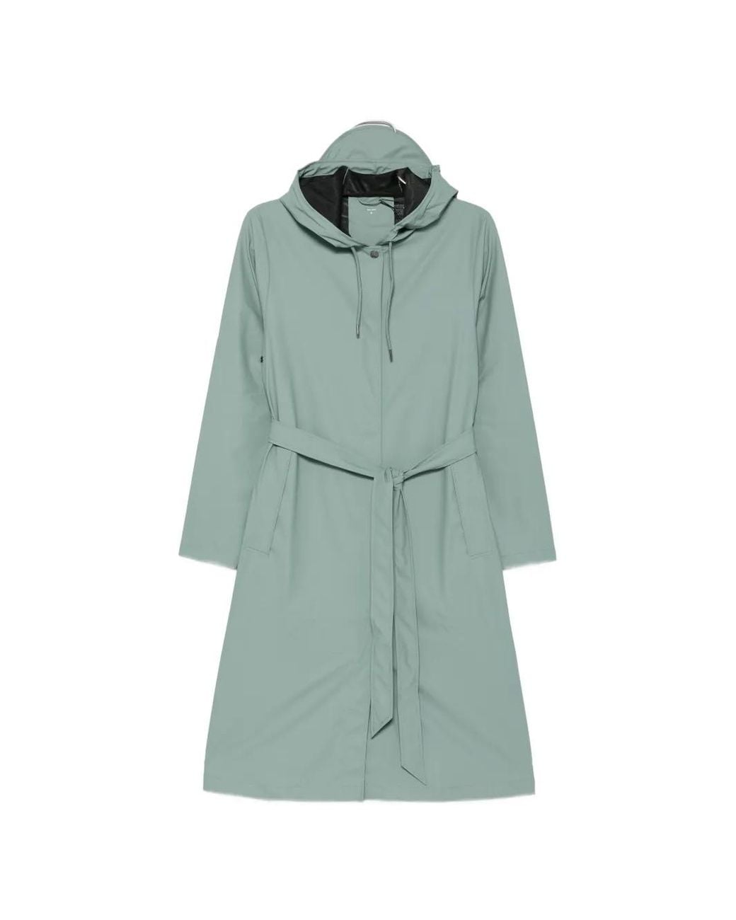 Rains Green A-Line Hooded Jacket