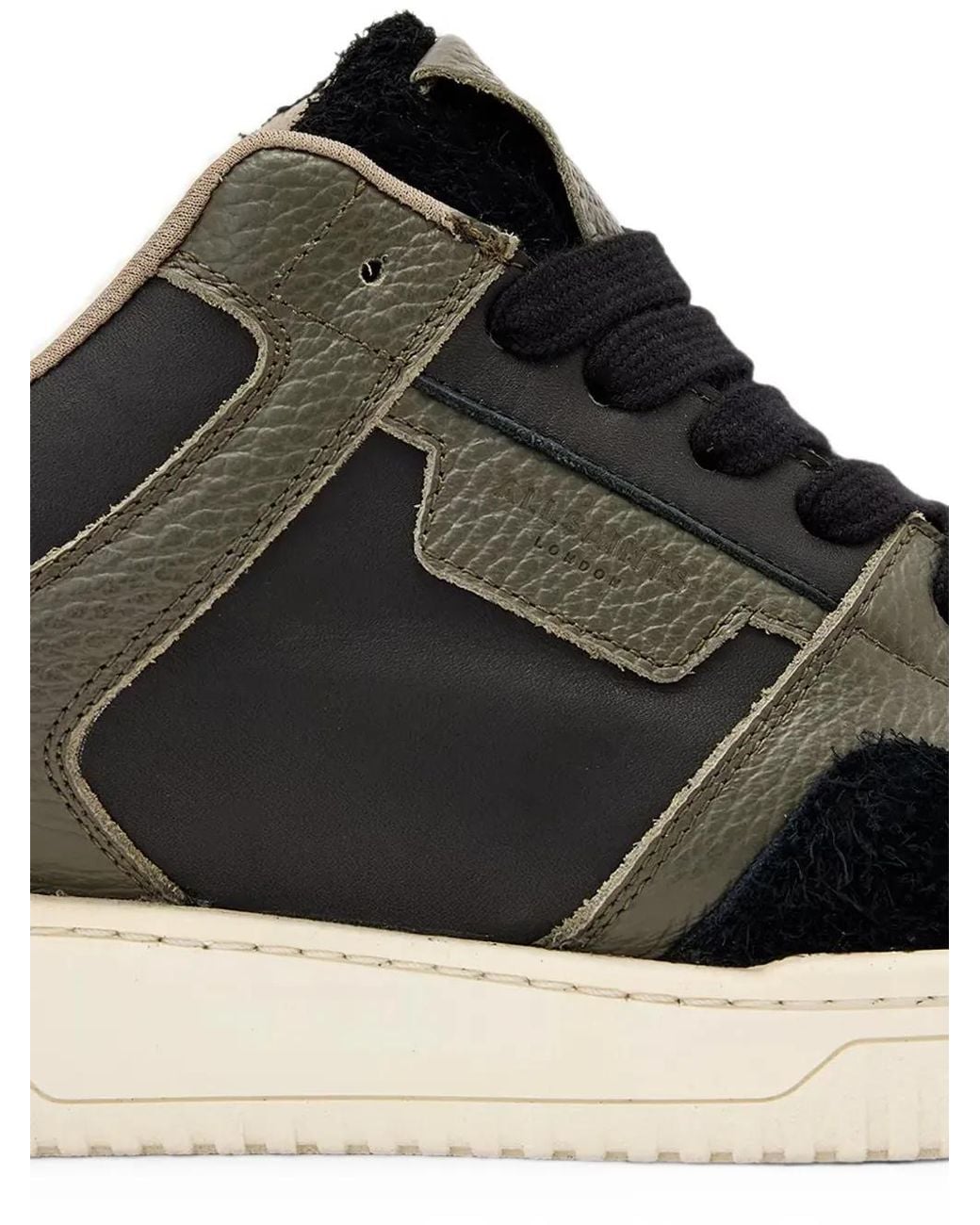 AllSaints Black Leather Regan Plus Low-Top Sneakers for men