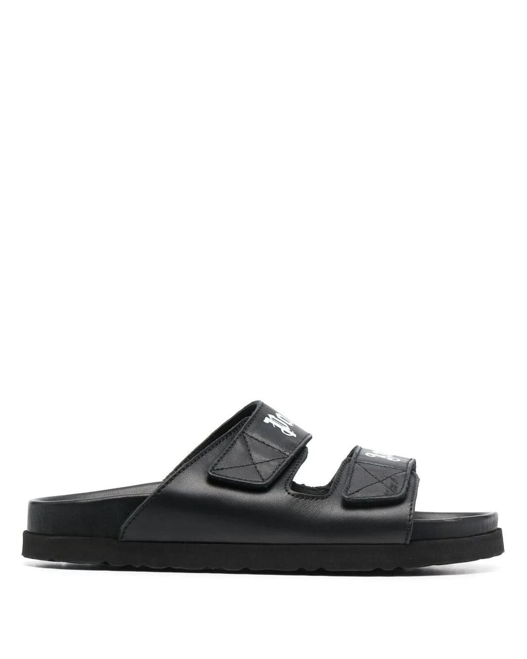Palm Angels Black Logo Print Double Strap Sandals