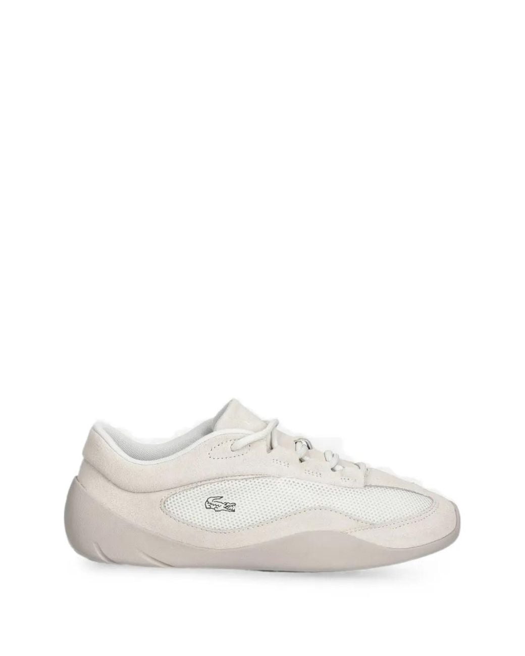 Lacoste White Net Low Logo-Patch Sneakers