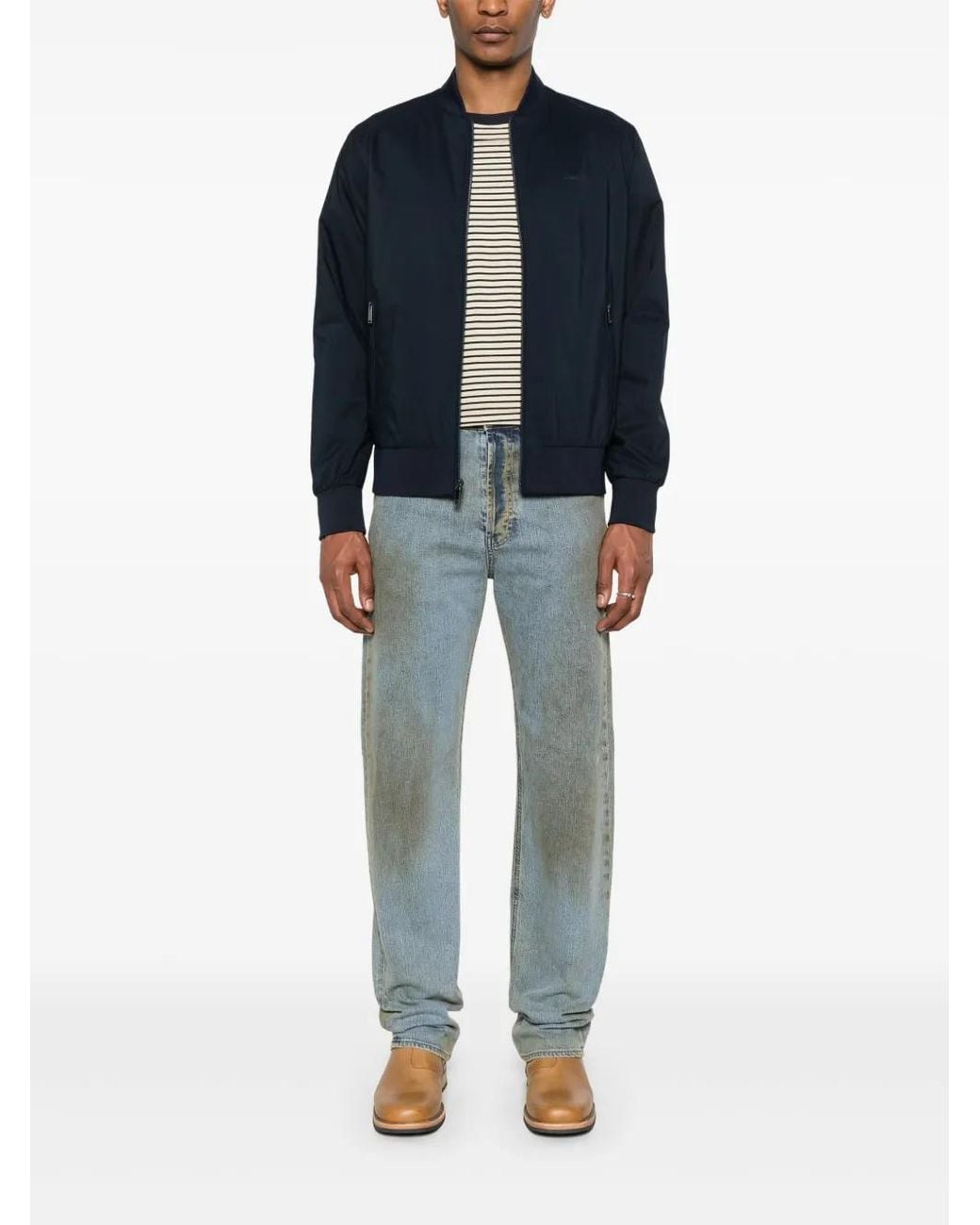 Calvin Klein Blue Logo-Print Bomber Jacket for men