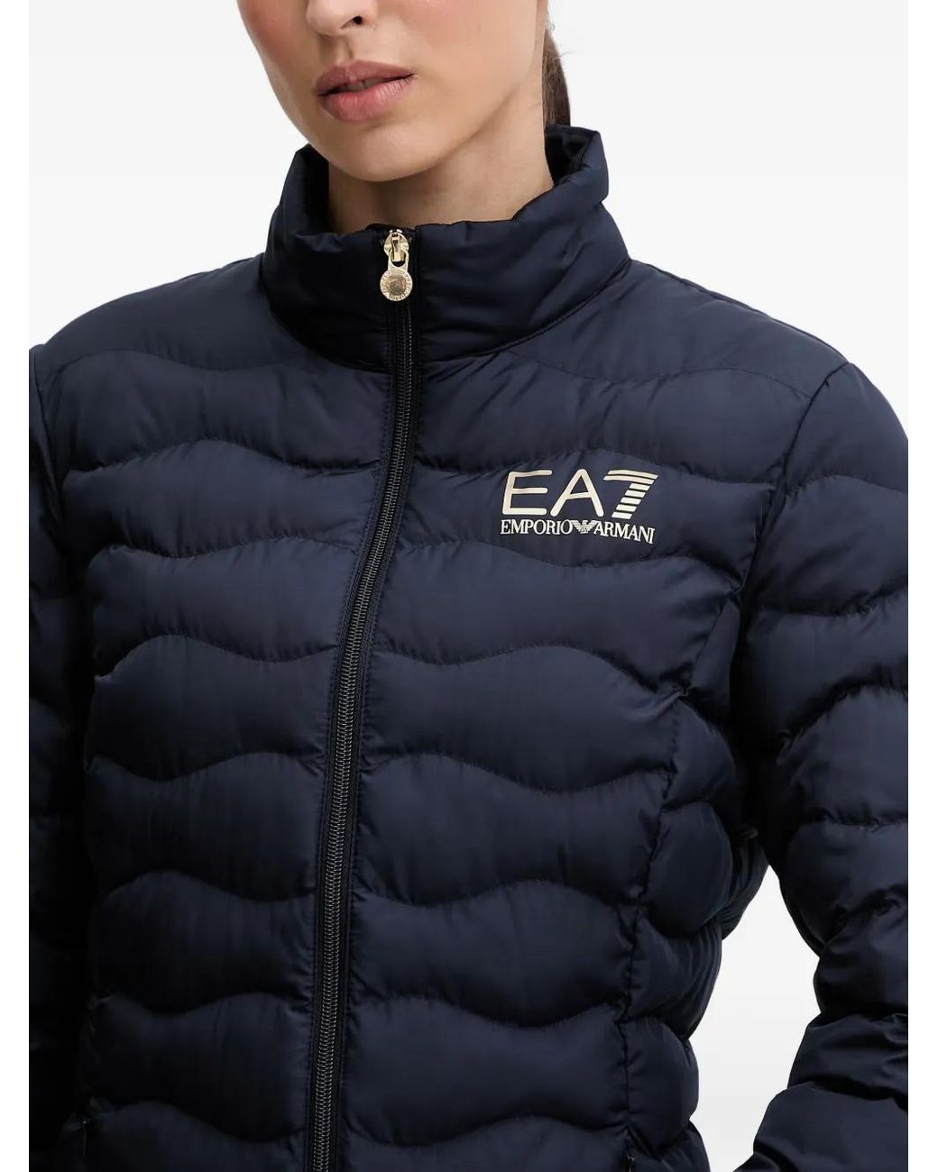 EA7 Blue Padded Zip-Up Jacket