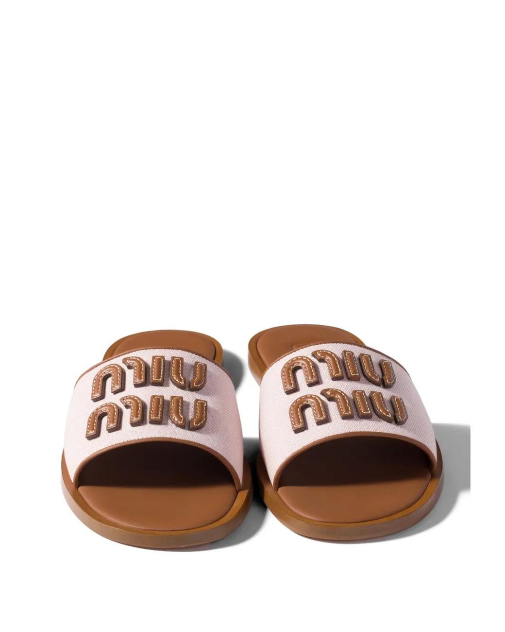 Miu Miu Pink Claquettes En Cuir Et Toile