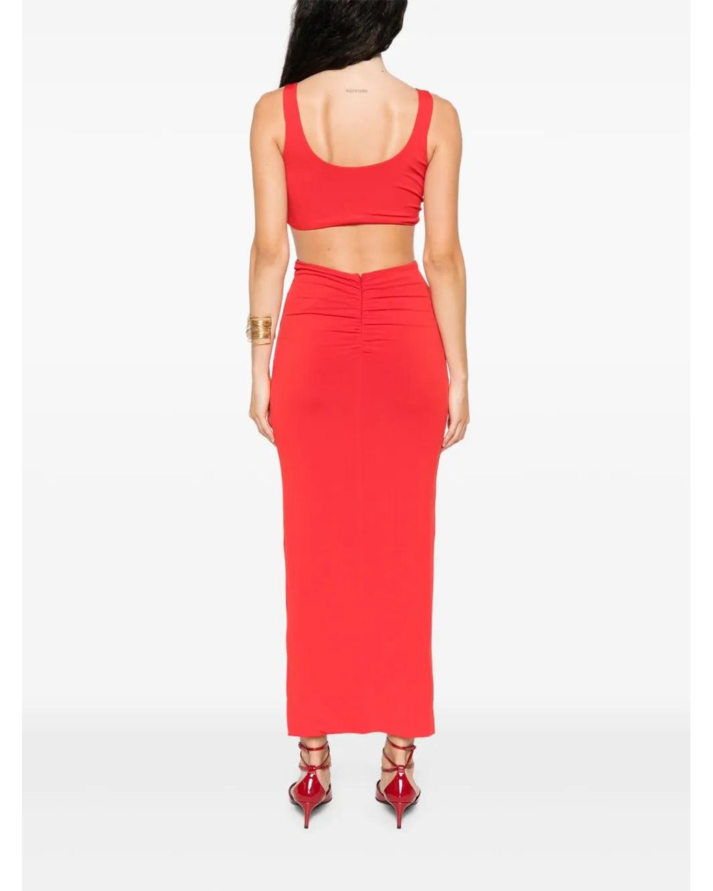 Nissa Red Cut-Out Maxi Dress