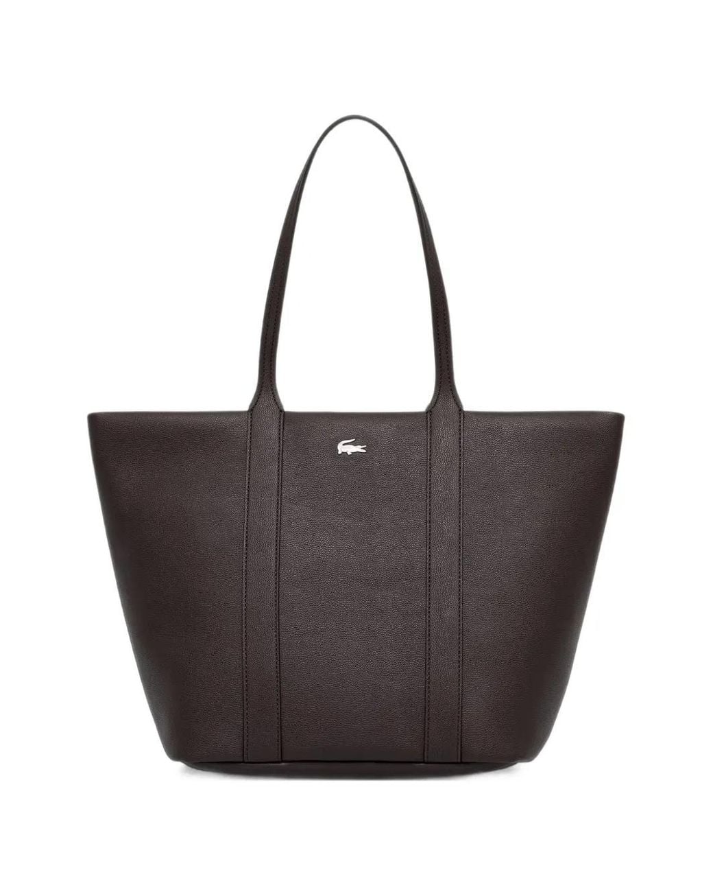 Lacoste Black Logo-Plaque Grained-Textured Tote Bag