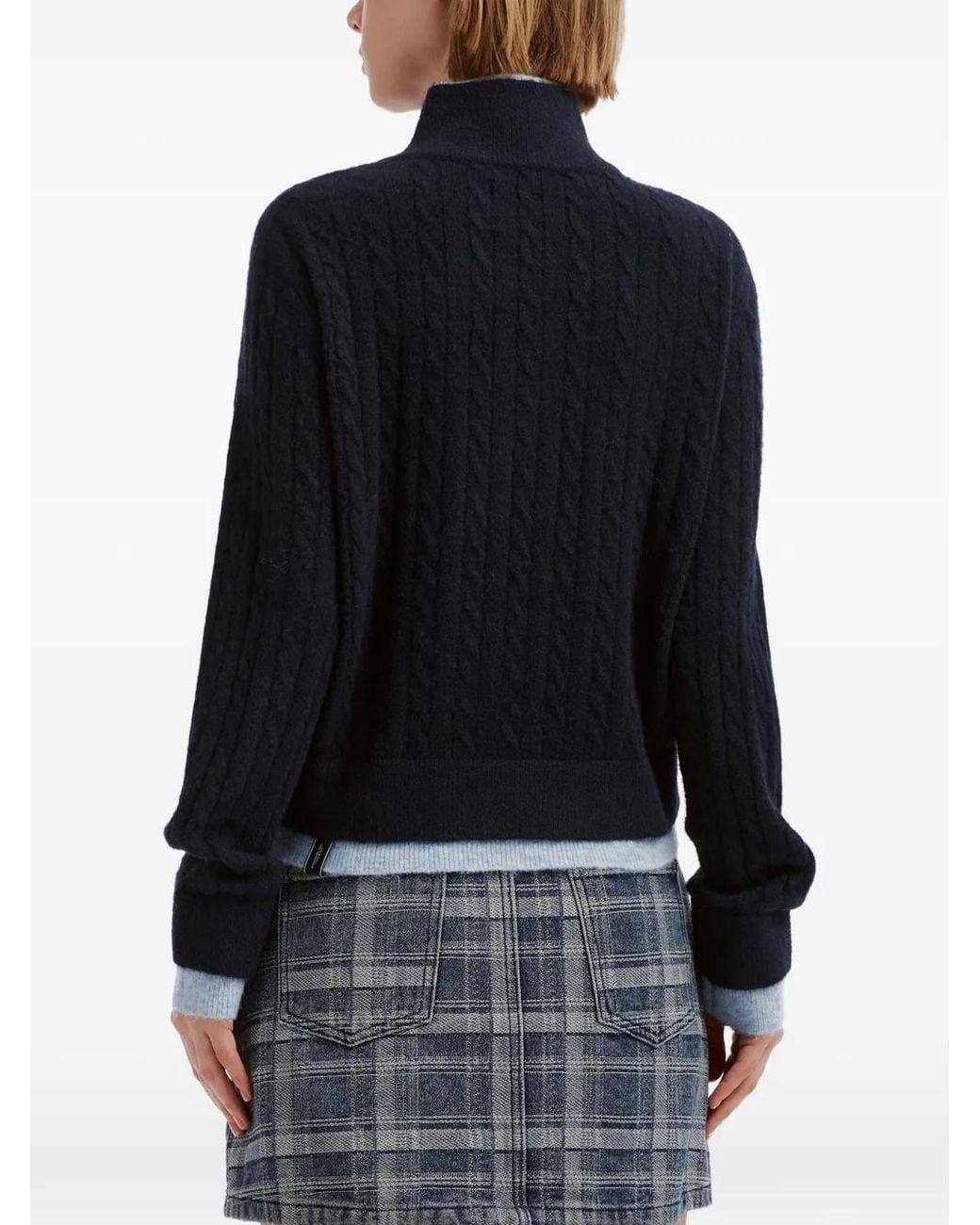 Musium Div. Blue Cable-Knit Button-Up Sweater