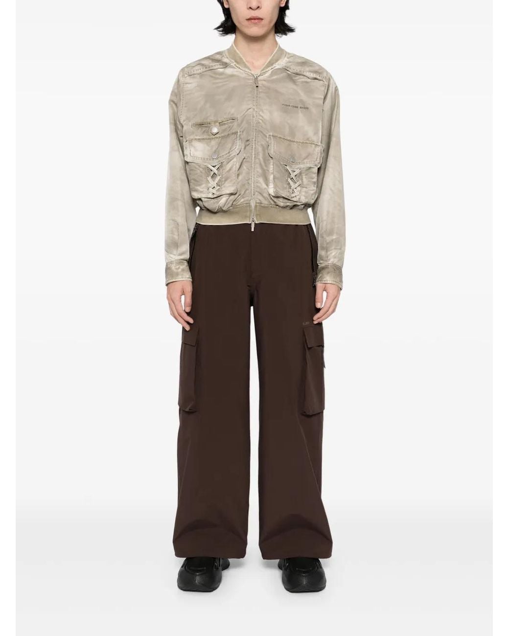 Feng Chen Wang Natural Logo-Embroidered Bomber Jacket for men