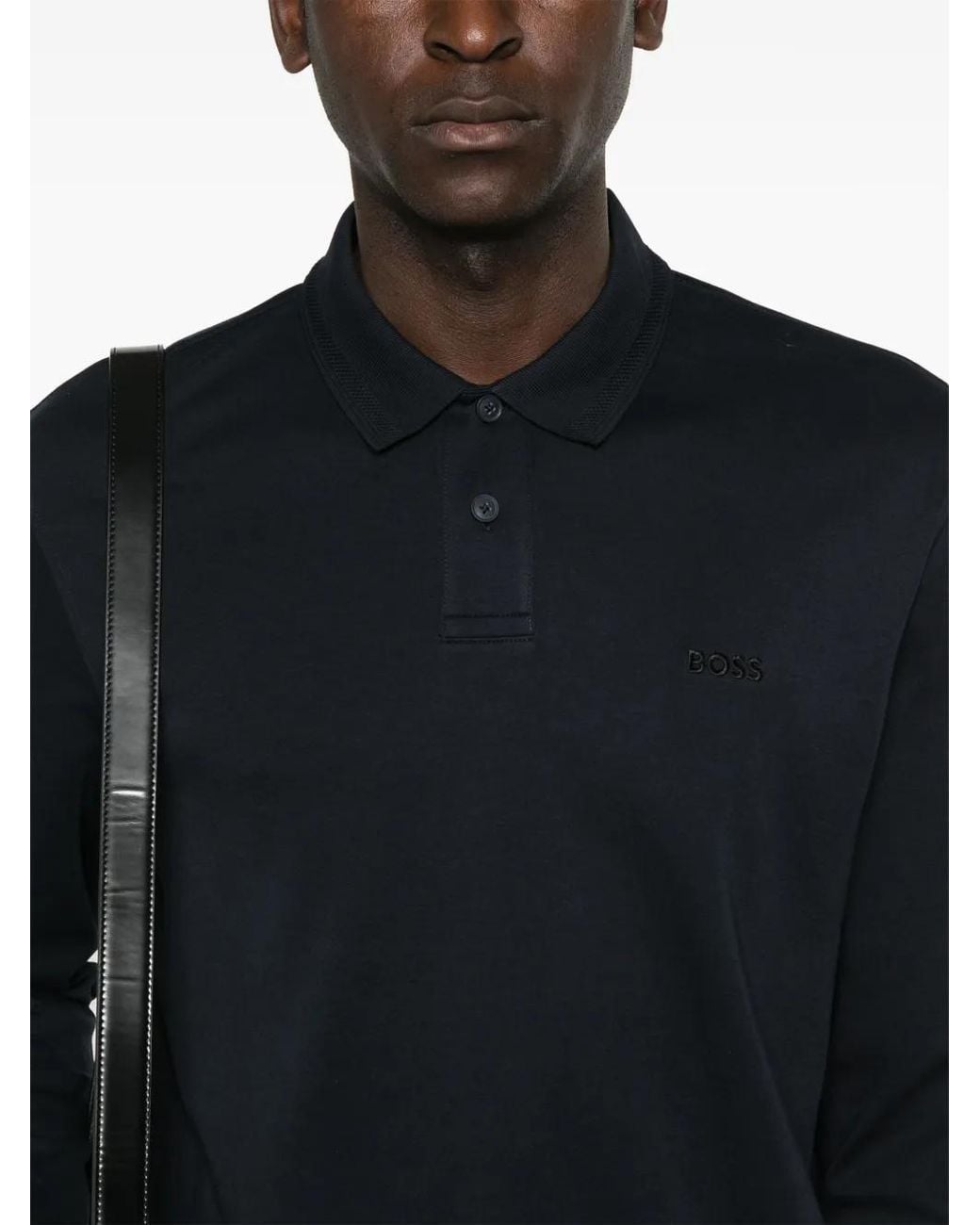 Boss Blue Long-Sleeve Polo Shirt for men