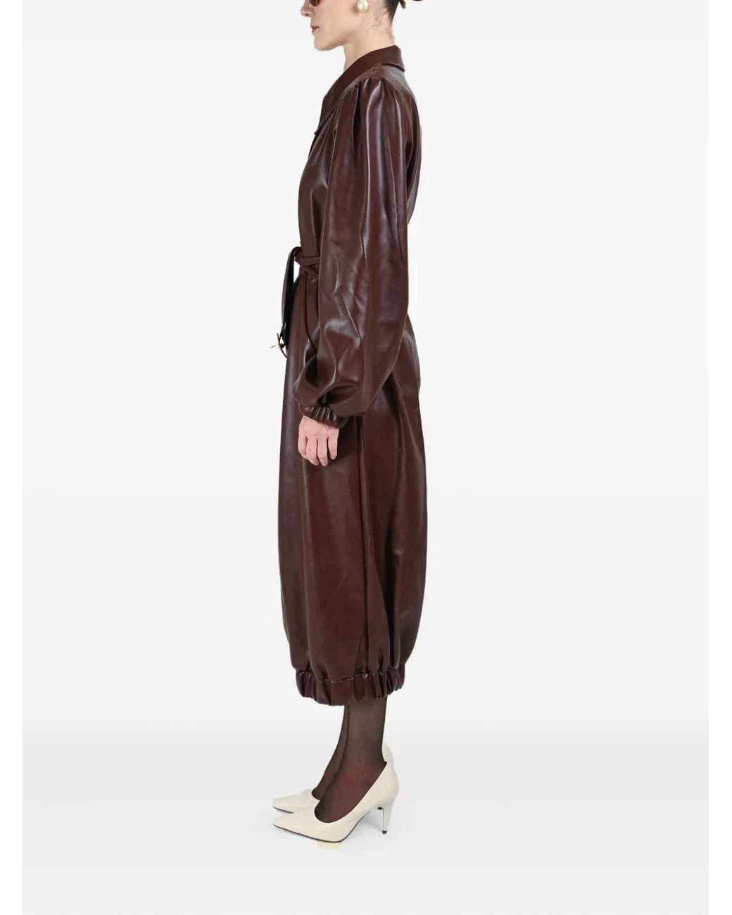 ROWEN ROSE Brown Buttoned-Up Belted Coat