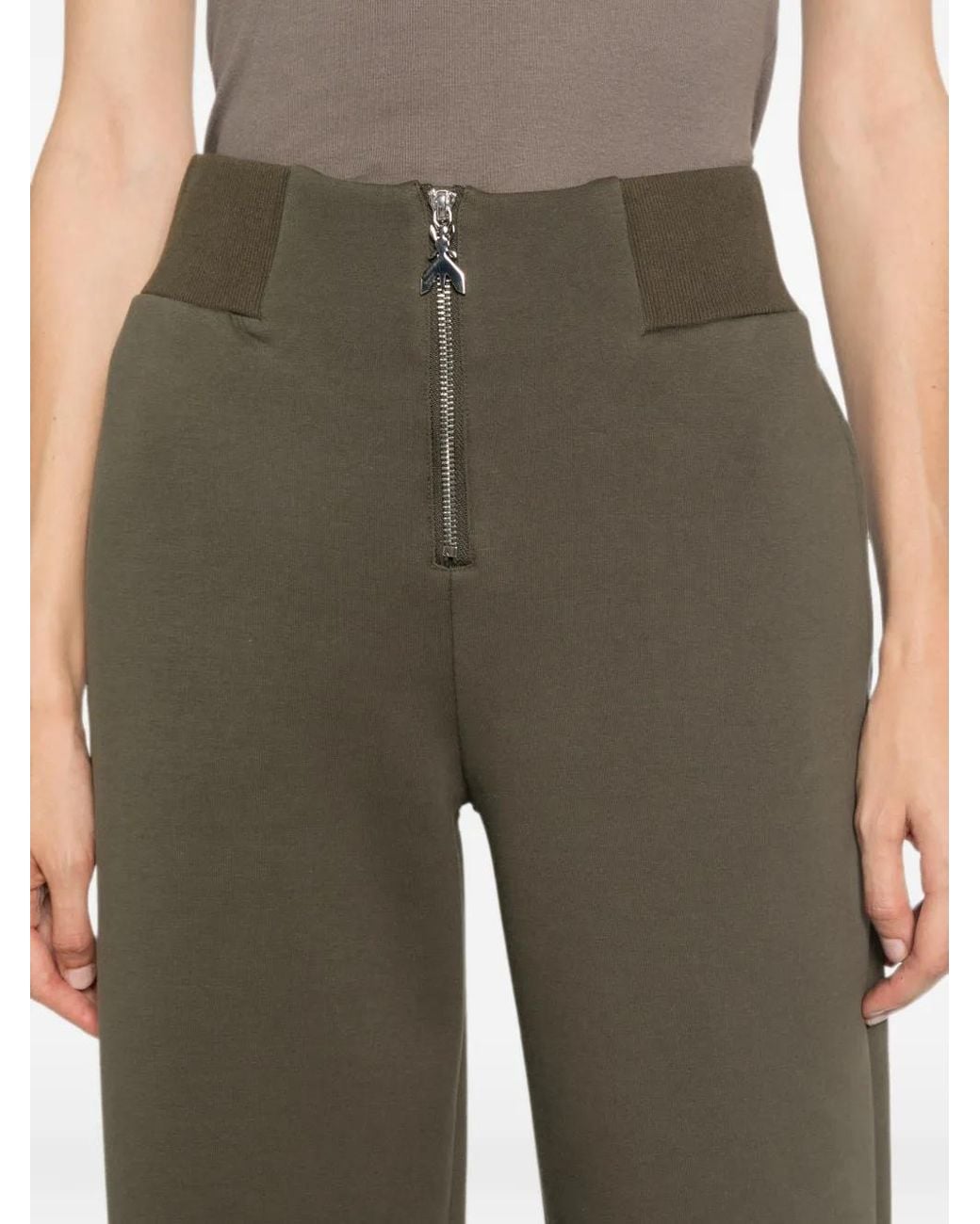 Patrizia Pepe Green Zip-Fastening Wide-Leg Trousers