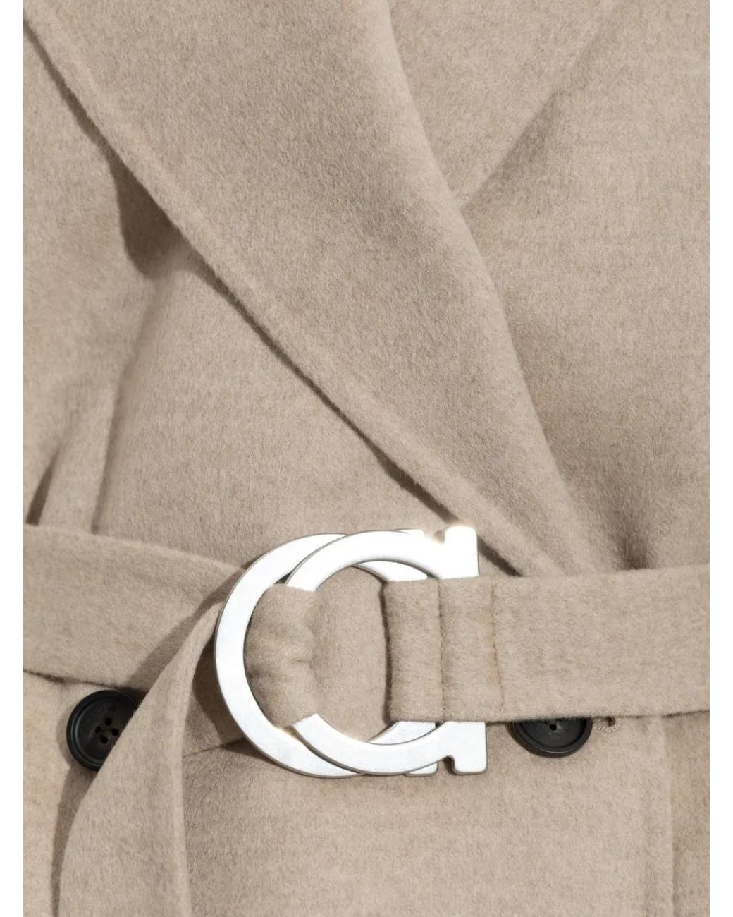 Ferragamo Natural Double-Breasted Coat